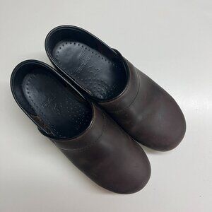 Dansko Dark Brown Leather Clogs Size 6
